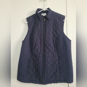 Women's Quilted Zip-Front Vest - Navy
